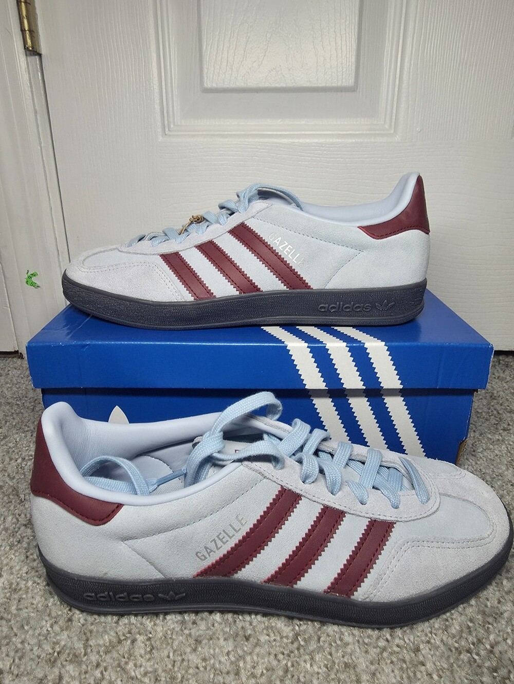 ADIDAS GAZELLE INDOOR MEN'S SHOES IH9639 2026 SUEDE Clear Sky / Noble Maroon